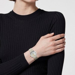 Versace Greca Logo Pearl VE0S00325 Three Hands Ανοξείδωτο ατσάλι Μπρασελέ Γαλάζιο χρώμα καντράν
