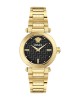 Versace Greek VE5B00625 Three Hands Επιχρυσωμένο ανοξείδωτο ατσάλι Μπρασελέ Μαύρο χρώμα καντράν