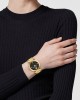 Versace Greek VE5B00625 Three Hands Επιχρυσωμένο ανοξείδωτο ατσάλι Μπρασελέ Μαύρο χρώμα καντράν