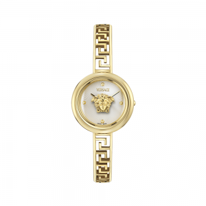 Versace Medusa Eclipse VE5F00226 Three Hands Επιχρυσωμένο ανοξείδωτο ατσάλι Μπρασελέ Ασημί χρώμα καντράν