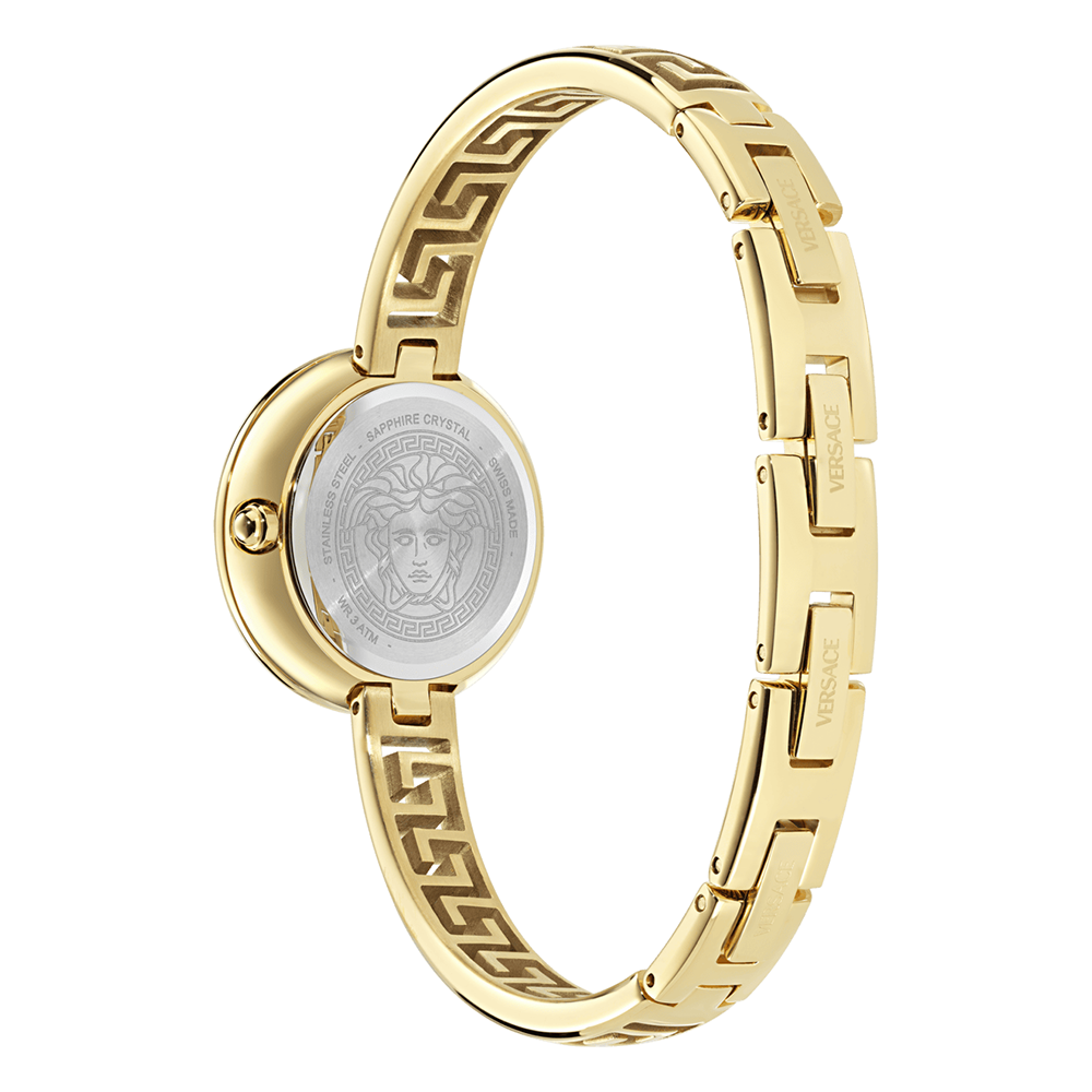 Versace Medusa Eclipse VE5F00226 Three Hands Επιχρυσωμένο ανοξείδωτο ατσάλι Μπρασελέ Ασημί χρώμα καντράν