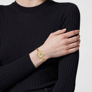Versace Medusa Eclipse VE5F00226 Three Hands Επιχρυσωμένο ανοξείδωτο ατσάλι Μπρασελέ Ασημί χρώμα καντράν