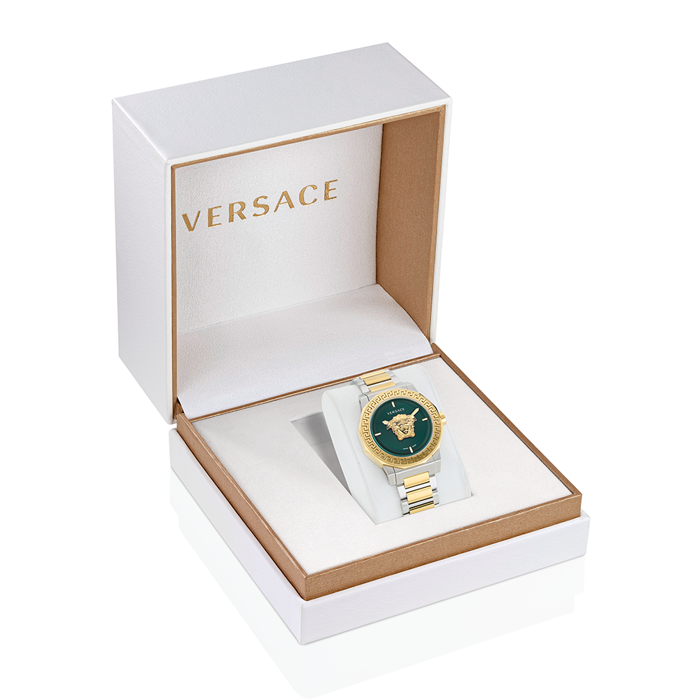 Versace Medusa Deco VE7B00323 Quartz Ανοξείδωτο ατσάλι Μπρασελέ Πράσινο χρώμα καντράν Επιχρυσωμένη στεφάνη