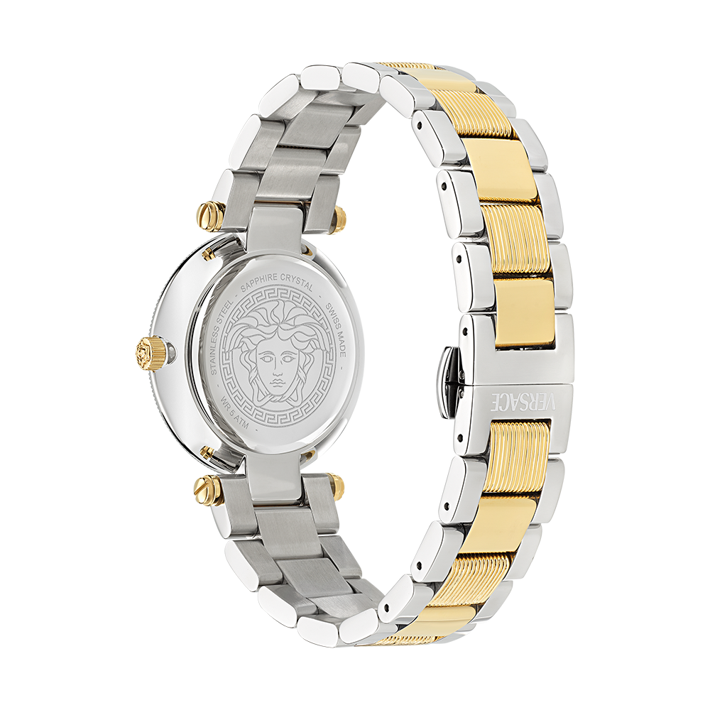 Versace Reve VE8B00524 Quartz Ανοξείδωτο ατσάλι Μπρασελέ Πράσινο χρώμα καντράν Επιχρυσωμένη στεφάνη