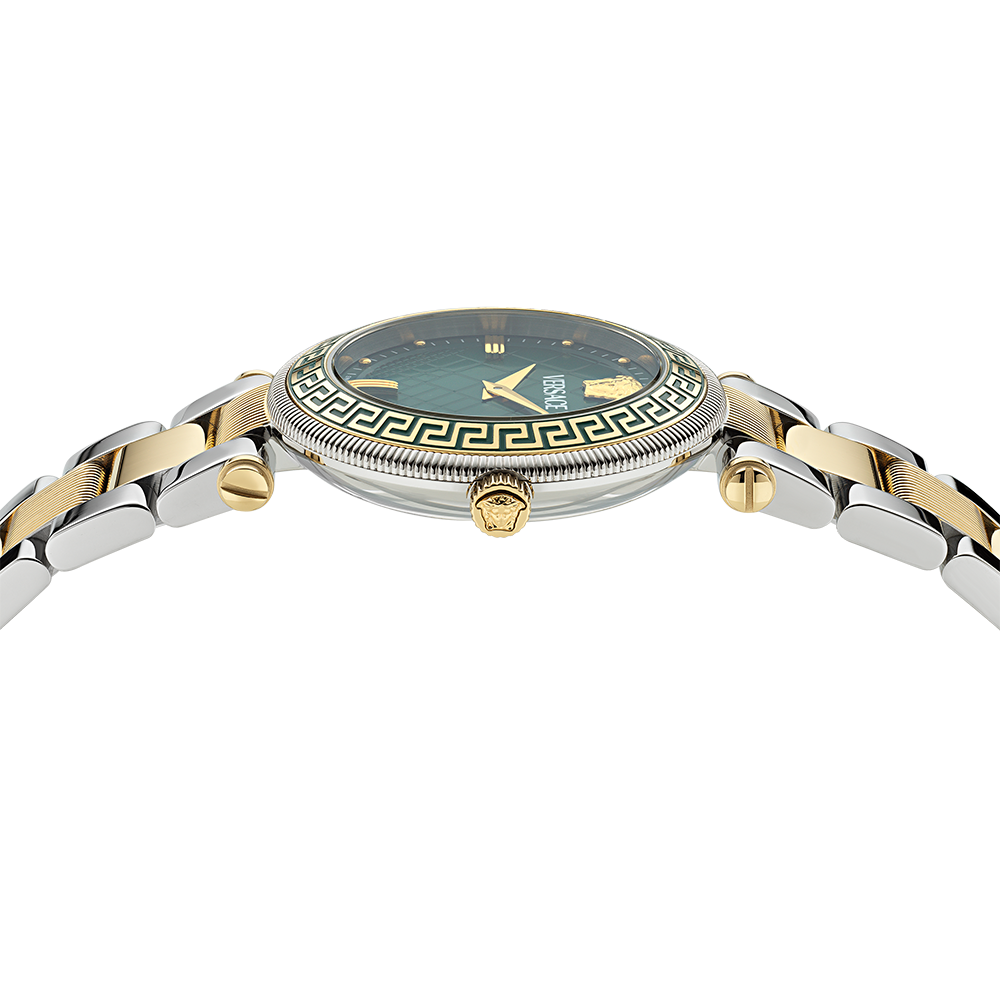 Versace Reve VE8B00524 Quartz Ανοξείδωτο ατσάλι Μπρασελέ Πράσινο χρώμα καντράν Επιχρυσωμένη στεφάνη
