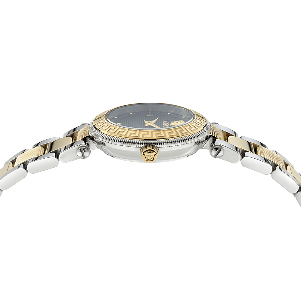 Versace Revive Petite VEBFA0324 Three Hands Ανοξείδωτο ατσάλι Μπρασελέ Πράσινο χρώμα καντράν Επιχρυσωμένη στεφάνη