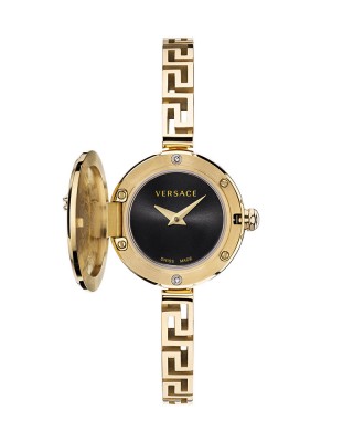 Versace Medusa Secret VEZ500221 Quartz Επιχρυσωμένο ανοξείδωτο ατσάλι Μπρασελέ Μαύρο χρώμα καντράν