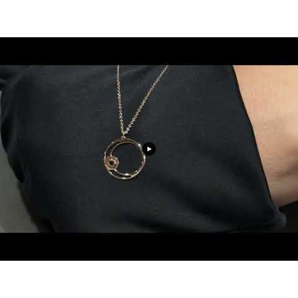 Κολιέ Crescent Small Single Black color Brilliant Ροζ χρυσός Κ14 Κωδικός 9258