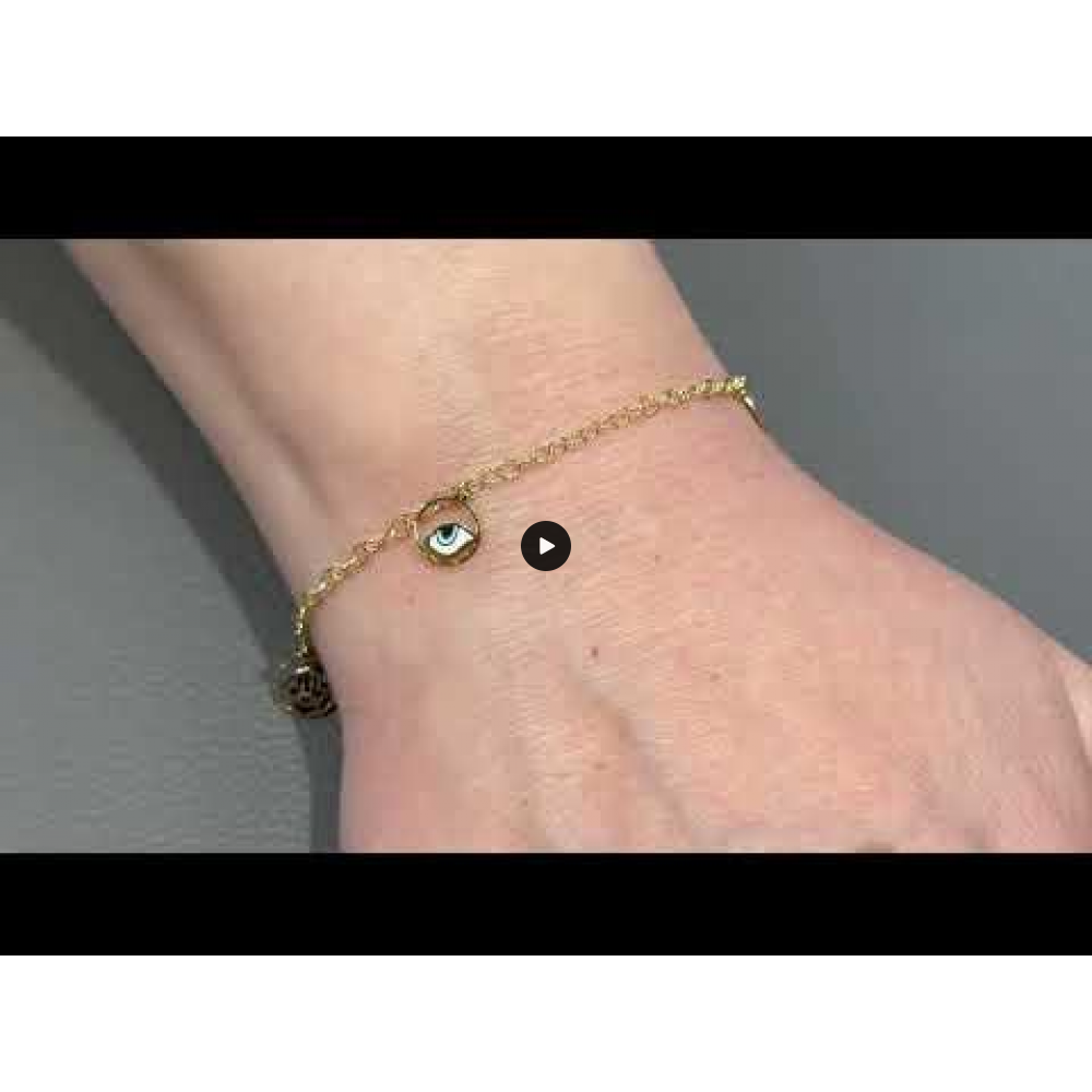 Bracelet Eye Tree of Life Hand of Fatima Yellow gold K14 with ceramic Code 011644