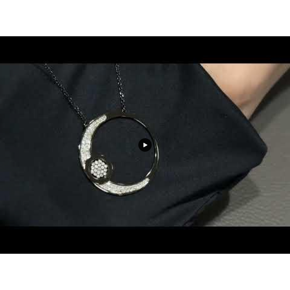 Κολιέ Crescent Large Full Brilliant Λευκός χρυσός Κ14 με μαύρη επιμετάλλωση Κωδικός 11506