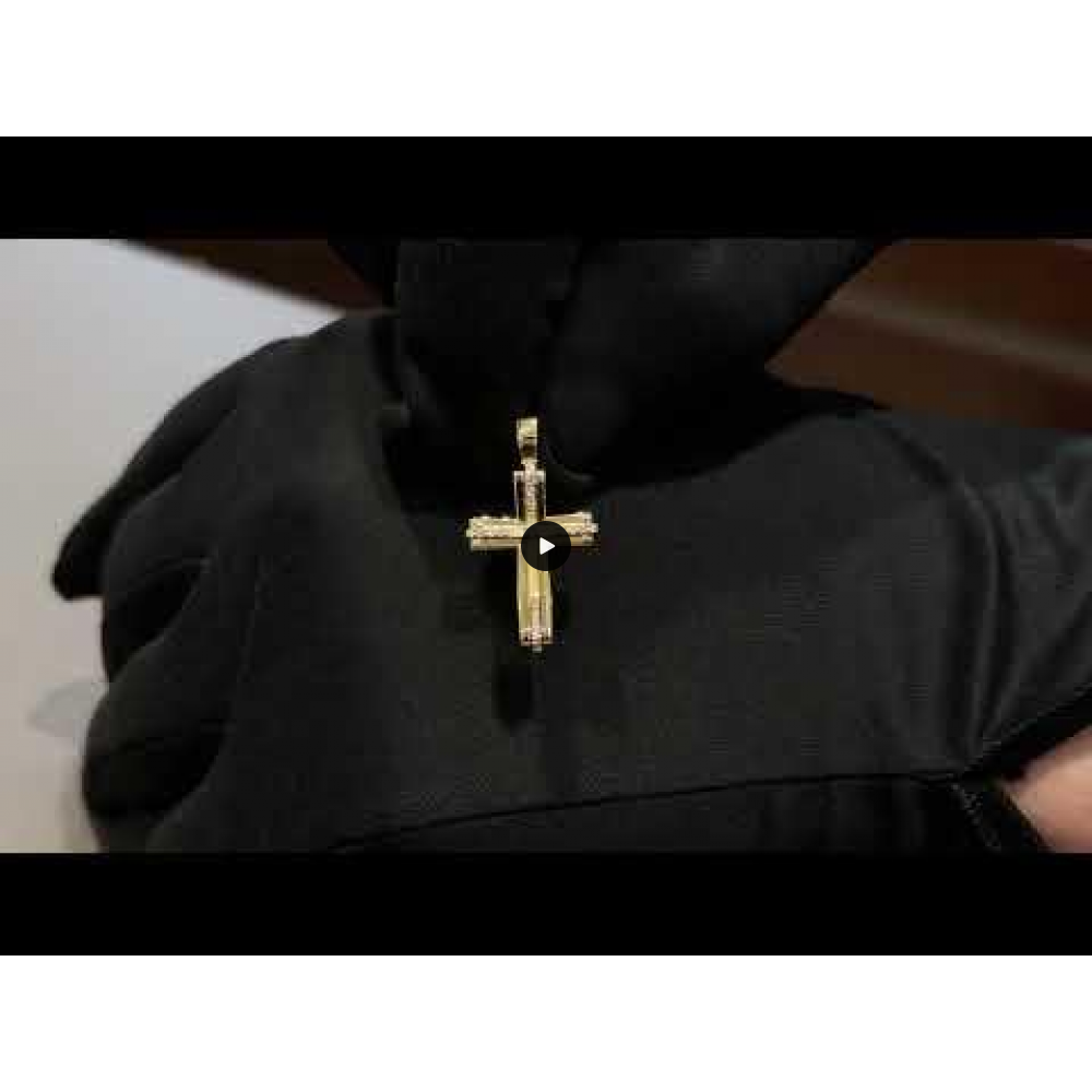 Γυναικείος σταυρός Κίτρινος χρυσός Κ14 με ημιπολύτιμες πέτρες Κωδικός 012366