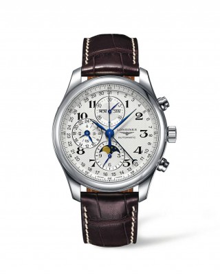 Longines Master Collection L2.773.4.78.3 Αυτόματο Ανοξείδωτο ατσάλι Δερμάτινο λουρί καφε χρώματος Λευκό χρώμα καντράν