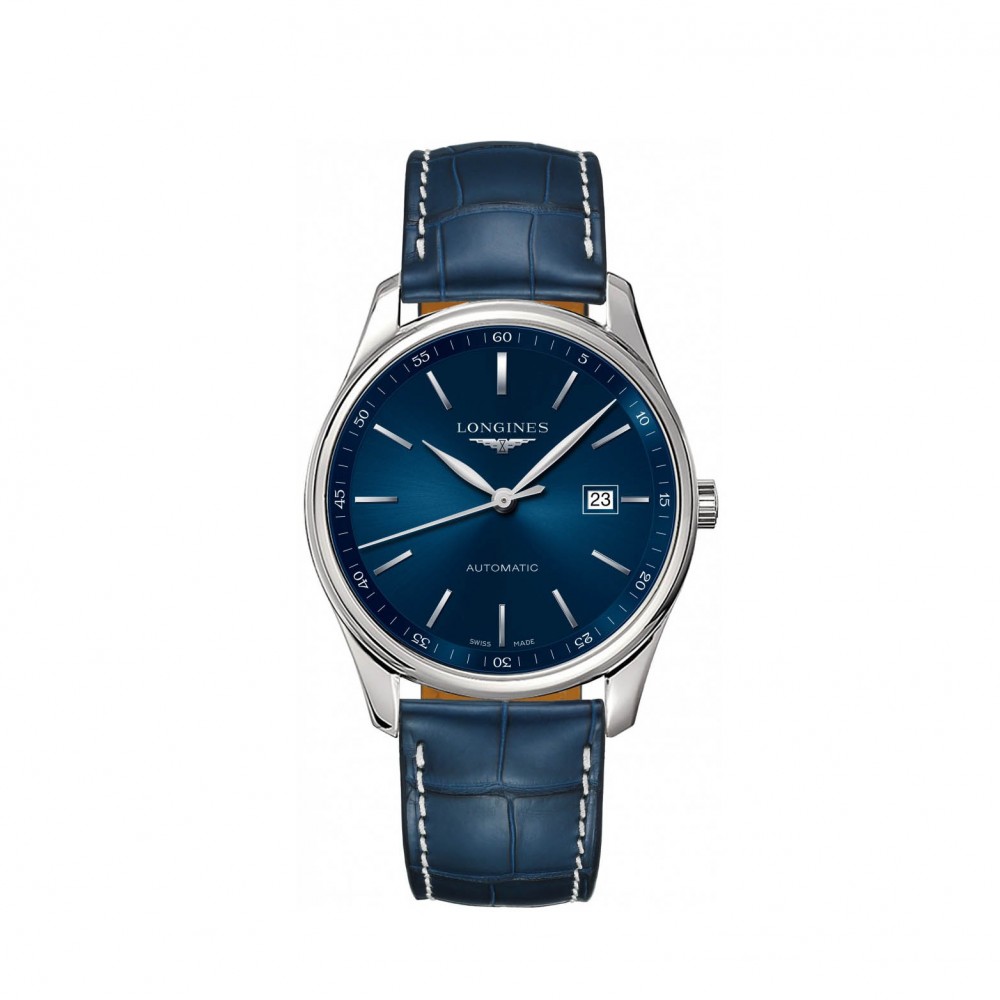 Longines Master Collection L2.893.4.92.0 Αυτόματο Ανοξείδωτο ατσάλι Δερμάτινο λουρί μπλε χρώματος Μπλε χρώμα καντράν