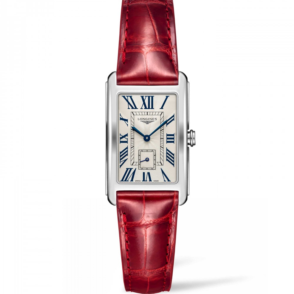 Longines DolceVita L5.512.4.71.5 Quartz Ανοξείδωτο ατσάλι Δερμάτινο λουρί κόκκινου χρώματος Λευκό χρώμα καντράν Λατινική αρίθμηση