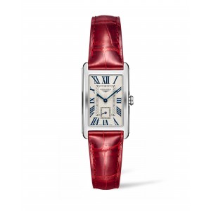 Longines DolceVita L5.512.4.71.5 Quartz Stainless steel Red color leather strap White color dial Latin numbered