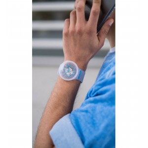 Swatch Big Bold Blueinjelly SO27E105 Διάφανο λουρί από καουτσούκ