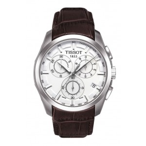 TISSOT Couturier T035.617.16.031.00 Quartz Ανοξείδωτο ατσάλι Καφε δερμάτινο λουρί Λευκό χρώμα καντράν