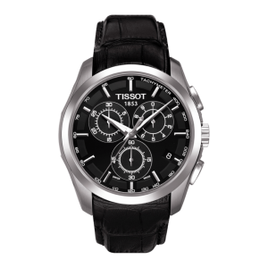TISSOT Couturier T035.617.16.051.00 Quartz Ανοξείδωτο ατσάλι Μαύρο δερμάτινο λουρί Μαύρο χρώμα καντράν
