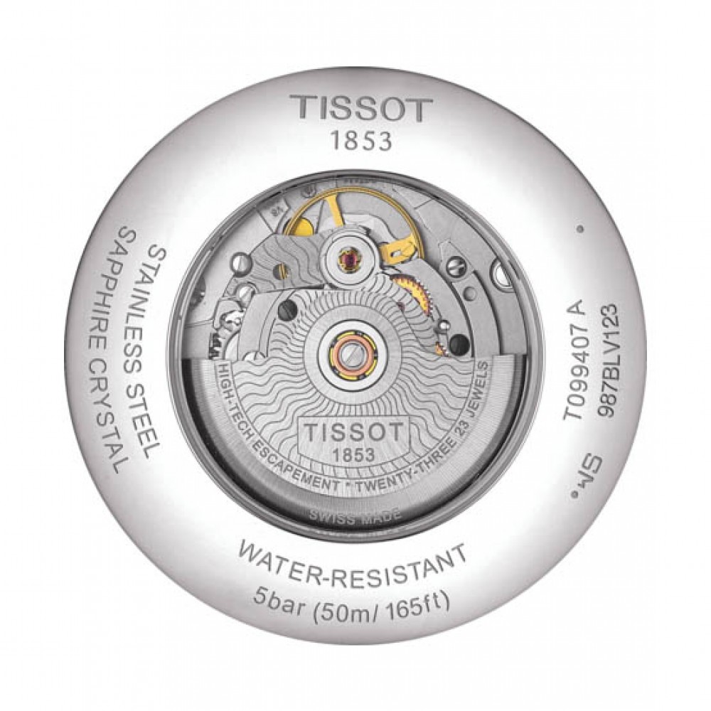 TISSOT Chemin Des Tourelles Powermatic 80 T099.407.16.447.00 Quartz Ανοξείδωτο ατσάλι Μαύρο δερμάτινο λουρί Μαύρο χρώμα καντράν