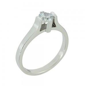 Solitaire ring White gold K14 with semiprecious stone Code 002519