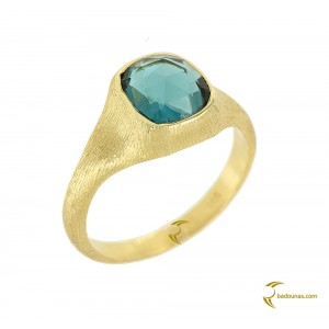 Ring Yellow gold K14 with London Blue Topaz Code 002603 