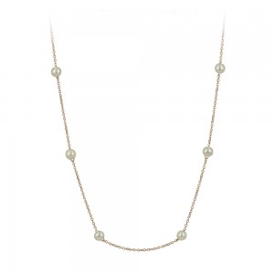 Necklace Pink gold K14 with pearls Code 004295