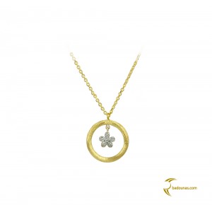 Necklace Yellow and white gold K14 with semiprecious stones Code 004447