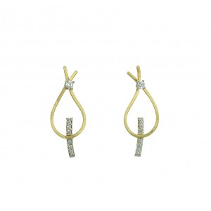 Earrings Yellow and white gold K14 with semiprecious stones Code 004669 