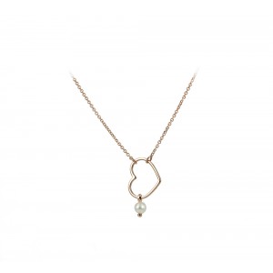 Necklace Heart shape Pink gold K14 with pearl Code 005212