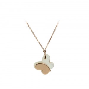 Necklace Pink gold K14 with mother of pearl and diamond Code 005217