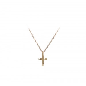 Woman's cross with chain Pink gold K14 Code 005303