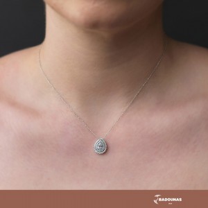 Κολιέ Λευκός χρυσός Κ14 με ημιπολύτιμες πέτρες Κωδικός 005595
