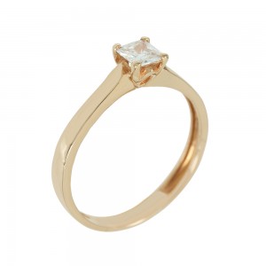 Solitaire ring Pink gold K14 with semiprecious stone Code 005610