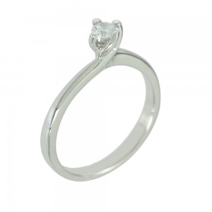 Solitaire ring White gold K14 with semiprecious stone Code 006651