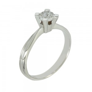 Solitaire ring White gold  K14 with semiprecious stone Code 006655