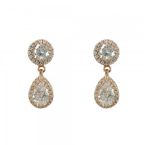 Earrings Pink gold K14 with semiprecious stones Code 007193