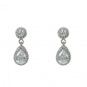 Earrings White gold K14 with semiprecious stones Code 007203