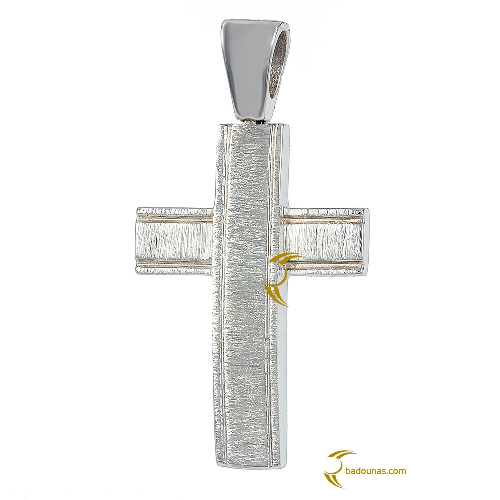 Αντρικός σταυρός Λευκός χρυσός K14 Aneli collection Κωδικός 003160