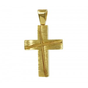 Αντρικός σταυρός Κίτρινος χρυσός K14 Aneli collection Κωδικός 005913
