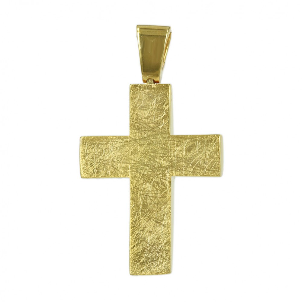 Αντρικός σταυρός Κίτρινος χρυσός K14 Aneli collection Κωδικός 005913