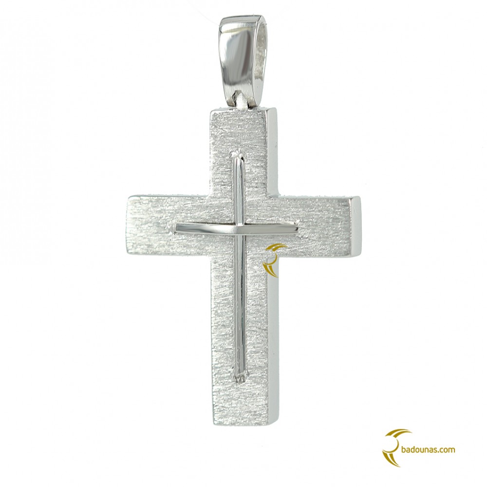 Αντρικός σταυρός Λευκός χρυσός Κ18 Aneli collection Κωδικός 004190