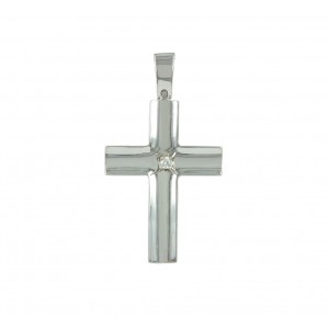 Γυναικείος σταυρός Λευκός χρυσός K18 με διαμάντι Aneli collection Κωδικός 005138 