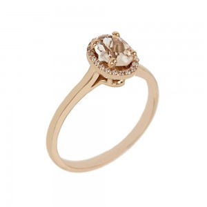 Ring Pink gold K18 with Morganite and Diamonds K18 Code 006672