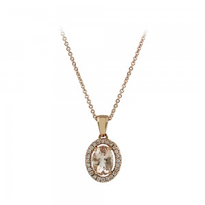 Necklace Pink gold K18 with Morganite and Diamonds K18 Code 006674